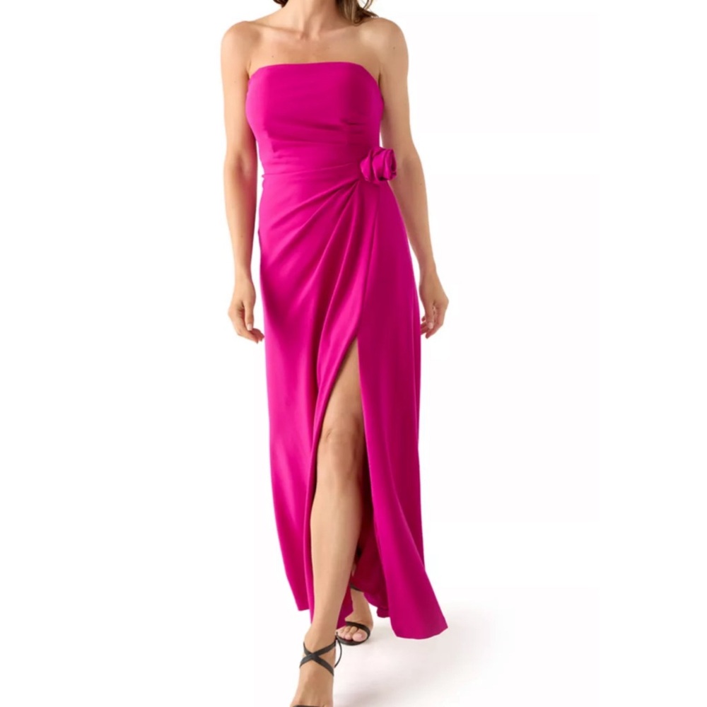 MAISON TARA STRAPLESS ROSETTE GOWN - Picture 3 of 10